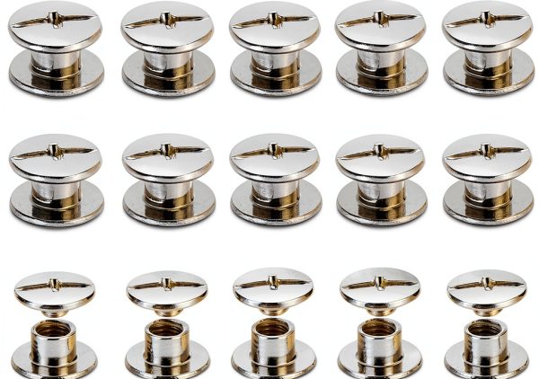 PATIKIL Chicago Screws M5 x 4mm Carbon Steel Binding Silver Tone-0