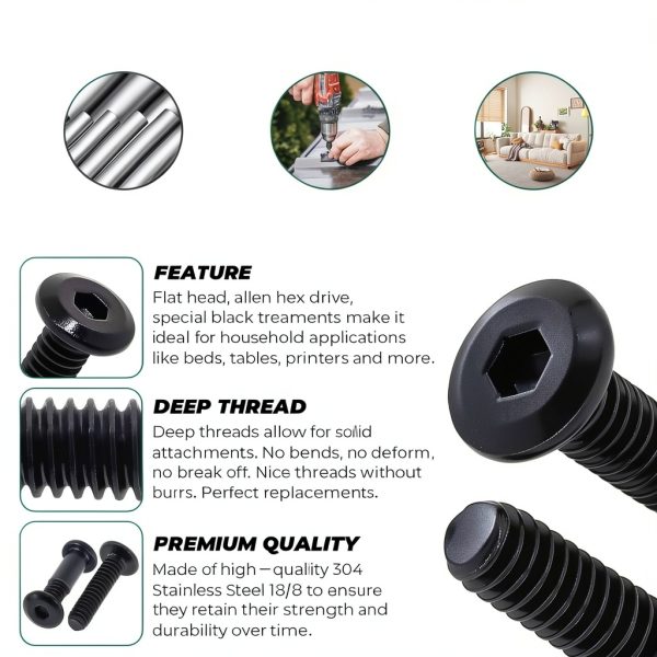 M6-1.0 x 75mm Flat Head Binding Screws – Fayeploo Stainless Black Set-3
