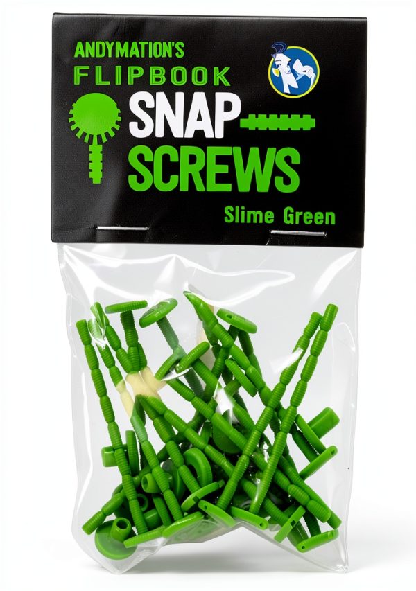 Andymation Snap Screws Green for Flipbooks 16 Screws & 16 Studs-0