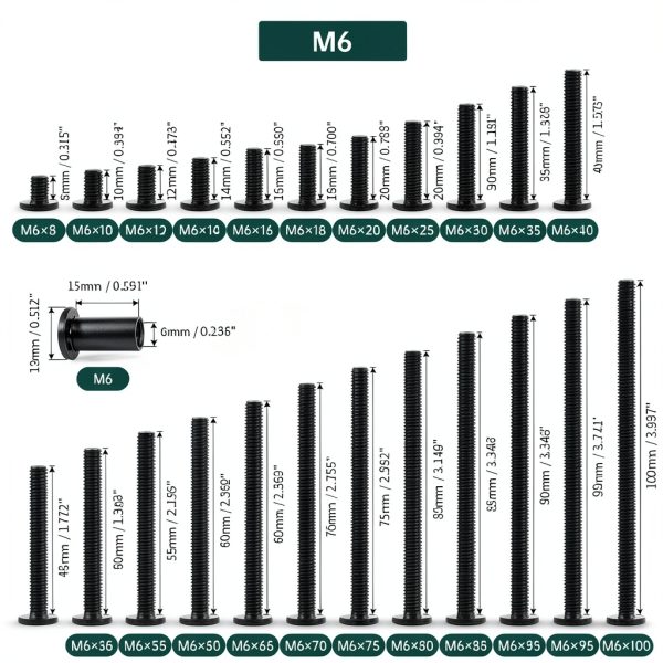 M6-1.0 x 75mm Flat Head Binding Screws – Fayeploo Stainless Black Set-2