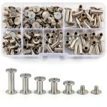 160 Pcs Chicago Screws and Extention Posts, Chicago Scrapbook Extension Posts and Screws, M4 M5 Photo Albums Book Phillips Binding Screws and Posts for Leather Saddles Purses Belt Scrapbook-0