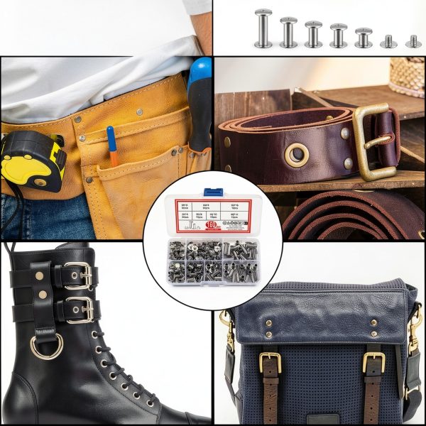 160 Pcs Chicago Screws and Extention Posts, Chicago Scrapbook Extension Posts and Screws, M4 M5 Photo Albums Book Phillips Binding Screws and Posts for Leather Saddles Purses Belt Scrapbook-6