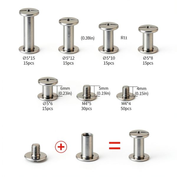 160 Pcs Chicago Screws and Extention Posts, Chicago Scrapbook Extension Posts and Screws, M4 M5 Photo Albums Book Phillips Binding Screws and Posts for Leather Saddles Purses Belt Scrapbook-1